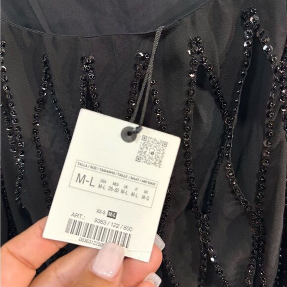 NWT ZARA ZW COLLECTION SEQUINNED
DRESS WITH FRINGE SZ M-L - Picture 9 of 11